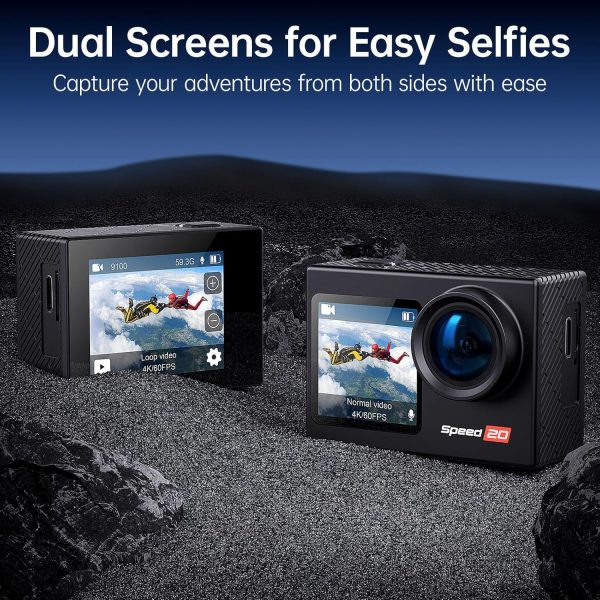 Action Camera 4K60FPS 20MP with Touch Screen EIS Remote Control 131 FT Underwater Camera 5X Zoom Support Video&Photo Editing External Microphone Vlog Camera - Image 5