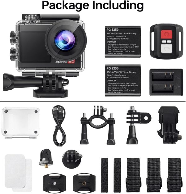 Action Camera 4K60FPS 20MP with Touch Screen EIS Remote Control 131 FT Underwater Camera 5X Zoom Support Video&Photo Editing External Microphone Vlog Camera - Image 8