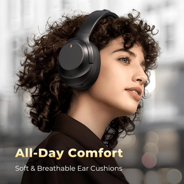 Active Noise Cancelling Headphones, Upgraded Wireless Bluetooth Headphones Over Ear with ENC Mic, HiFi Stereo Deep Bass, Noise Canceling Headphones Lightweight, BT 5.4, for Travel/Office/Home, Black - Image 6