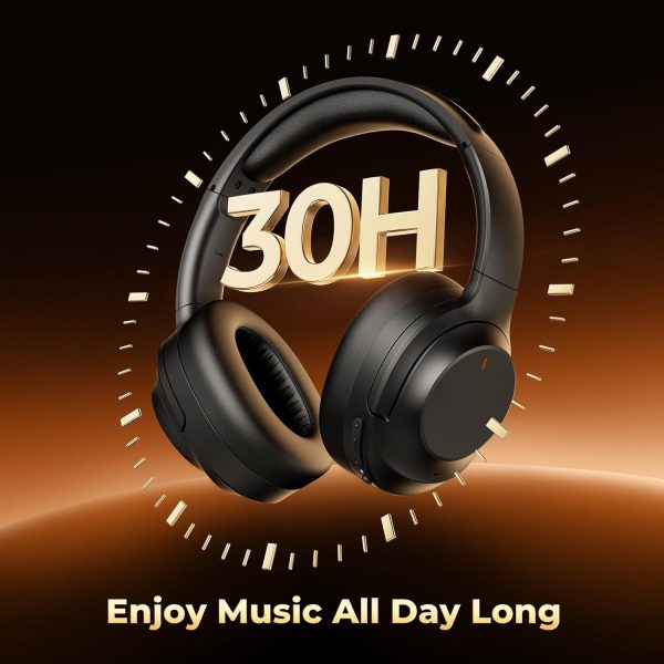 Active Noise Cancelling Headphones, Upgraded Wireless Bluetooth Headphones Over Ear with ENC Mic, HiFi Stereo Deep Bass, Noise Canceling Headphones Lightweight, BT 5.4, for Travel/Office/Home, Black - Image 8