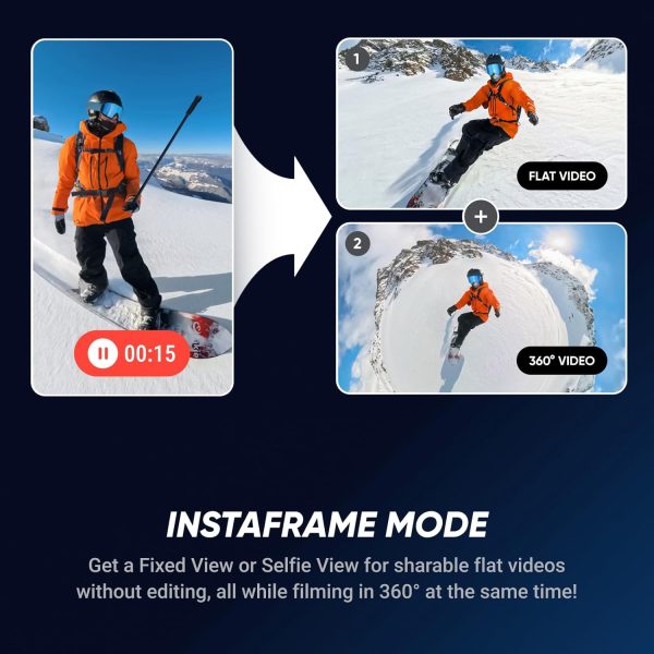 Waterproof 8K 360° Action Camera, Leading Low Light, Invisible Selfie Stick Effect, Rugged and Replaceable Lens, 3-Hour Battery, Built-in Wind Guard, Stabilization, Triple AI Chip Design - Image 5