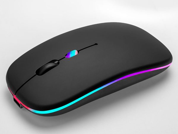 Wireless Bluetooth Mouse Rechargeable Laptop Mice with LED Use Portable(BT5.2 and USB 2.4G) Dual Mode Connection Silent Slim Computer Mouse for Laptop/iPad Tablet/Apple MacBook/PC (Black) - Image 9