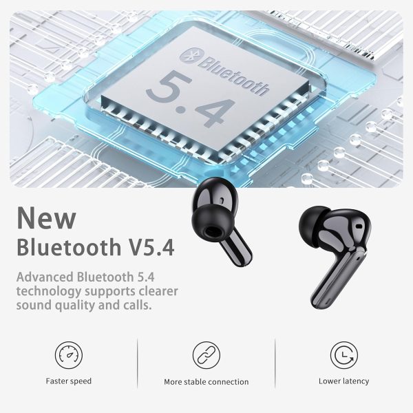 Wireless Earbuds, Bluetooth 5.4 Headphones in Ear with 4 ENC Noise Cancelling Mic, New Wireless Earphones HiFi Stereo Deep Bass 40H Playtime, In-Ear Bluetooth Earbuds LED Display IP7 Waterproof, USB-C - Image 2